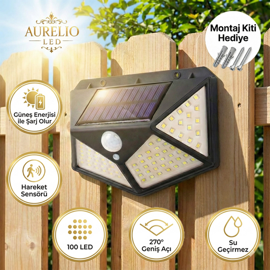 Güneş Enerjili Sensörlü Duvar Lambası