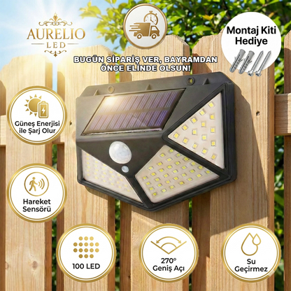 Güneş Enerjili Sensörlü Duvar Lambası