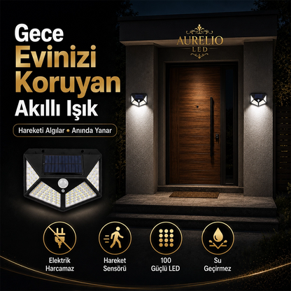 Güneş Enerjili Sensörlü Duvar Lambası