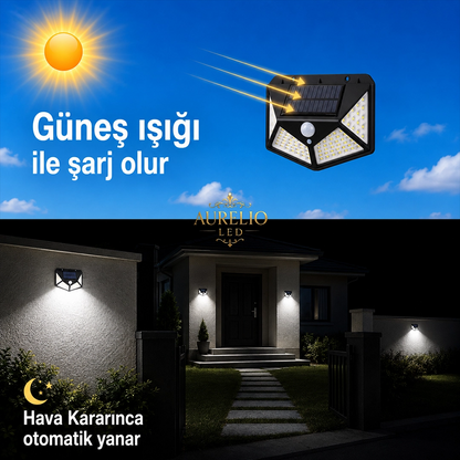 Güneş Enerjili Sensörlü Duvar Lambası