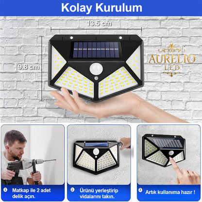 Güneş Enerjili Sensörlü Duvar Lambası